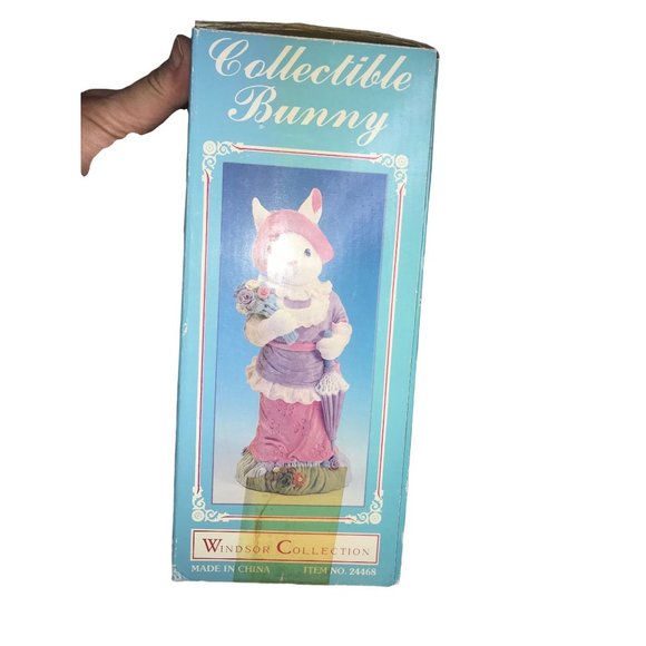 Windsor Collection Collectible EASTER BUNNY Figure. White Rabbit in pink and pur - Picture 8 of 8
